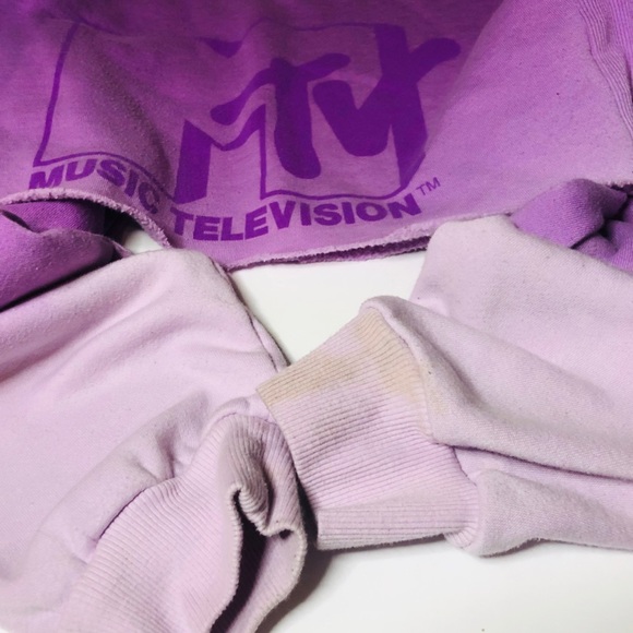 Purple Crop top MTV hoodie / sweatshirt - Picture 5 of 8